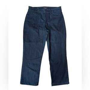 NYDJ Sheri Slim Jeans Sz 4 Blue Dark Wash Lift Tuck Stretch Straight Cropped